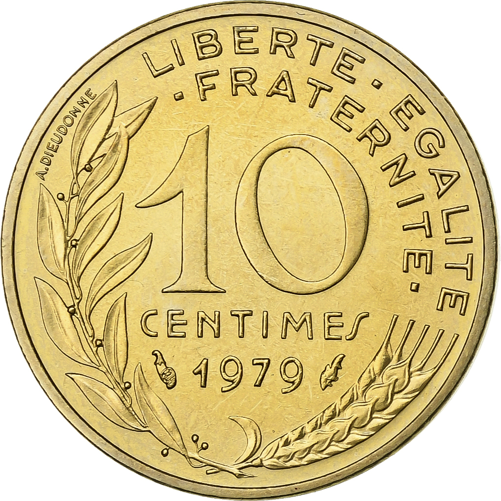 France, 10 Centimes, Marianne, 1979, Paris, FDC, Aluminum-Bronze, 