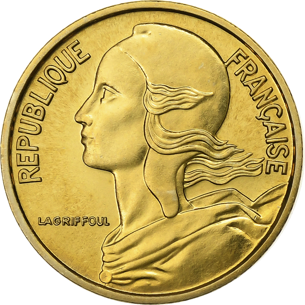 France, 5 Centimes, Marianne, 1974, Paris, FDC, Aluminum-Bronze, 