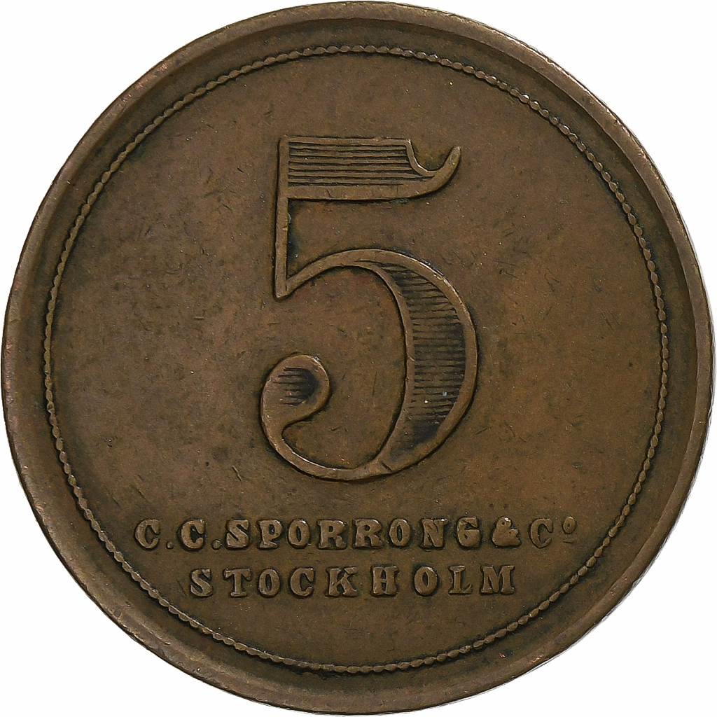 Sweden, Sporrong, 5 Öre, Stockholm, , Brass
