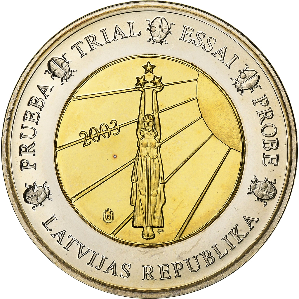 Latvia, Medal, 2 E, Essai-Trial, 2003, Bi-Metallic, 