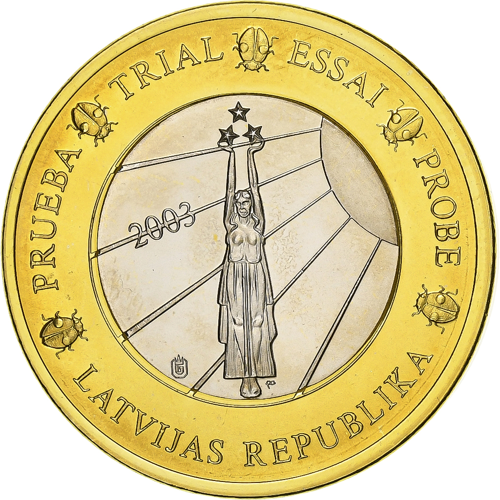 Latvia, Medal, 1 E, Essai-Trial, 2003, Bi-Metallic, 