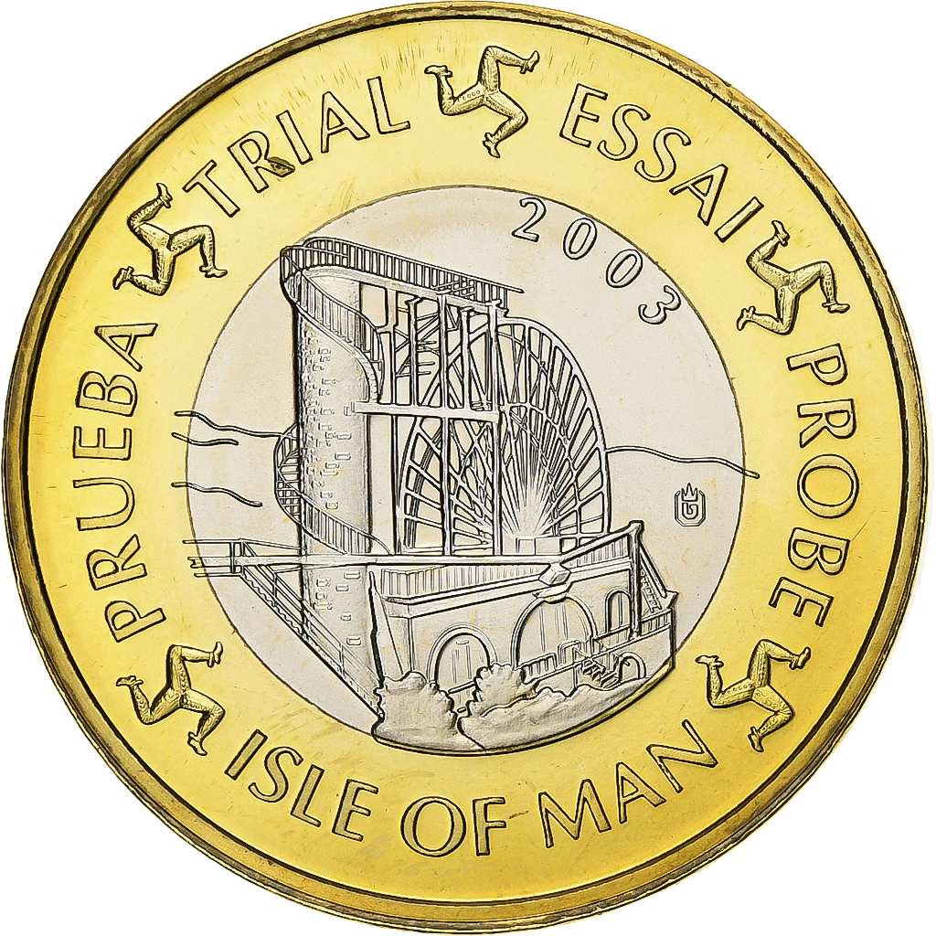 Isle of Man, Medal, 1 E, Essai-Trial, 2003, Bi-Metallic, 
