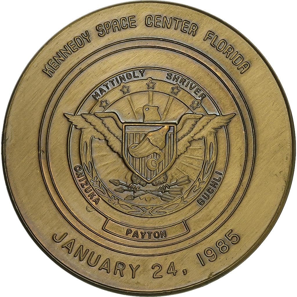 United States of America, Token, Kennedy Space Center Florida, 1985, Copper
