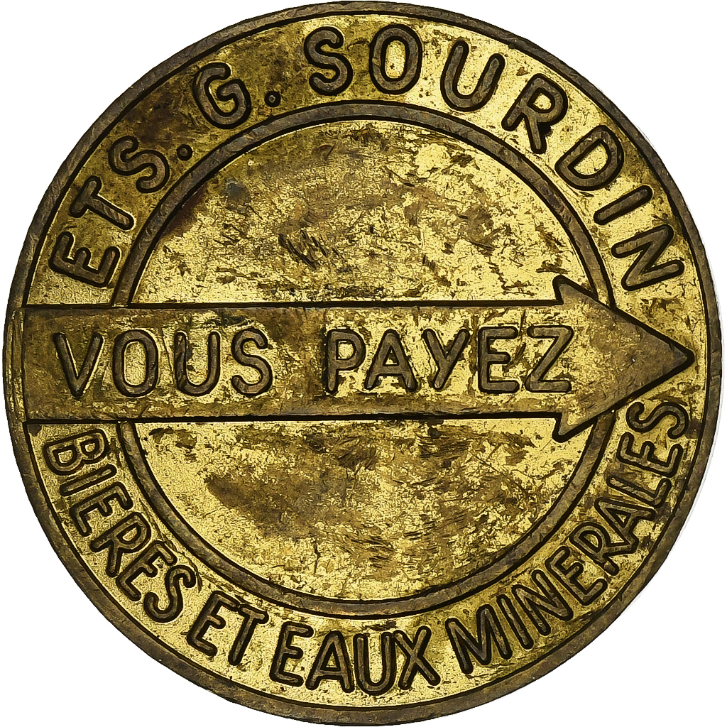 Frankrijk, Token, Etablissements Sourdin, Bières et Eaux Minérales, Tin, ZF