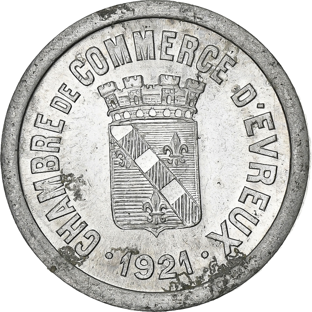 France, Chambre de commerce d'Evreux, 10 Centimes, 1921, , Aluminium