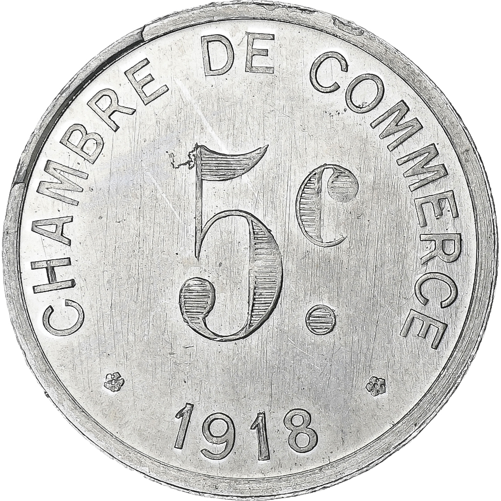 Coin, France, Chambre de Commerce, Rouen, 5 Centimes, 1918, , Aluminium