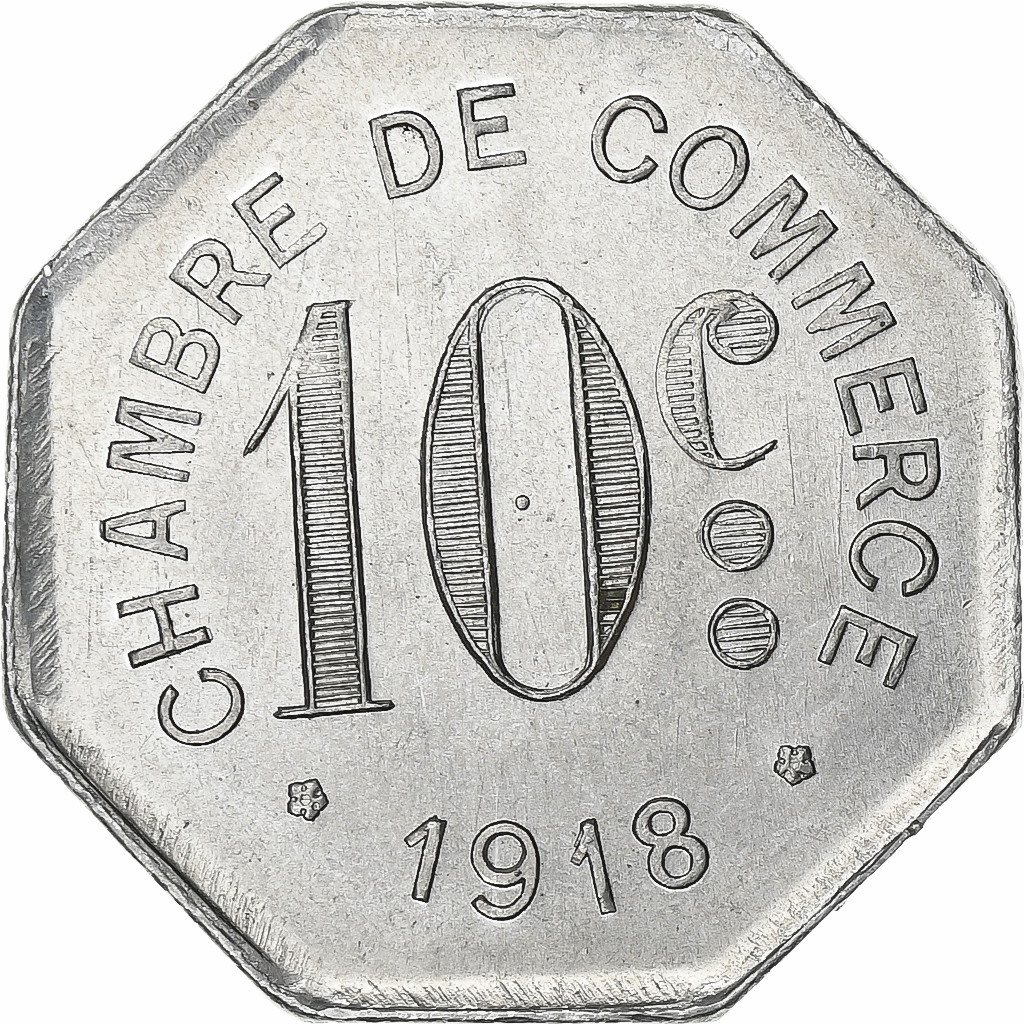 France, Chambre de commerce de Rouen, 10 Centimes, 1918, , Aluminium