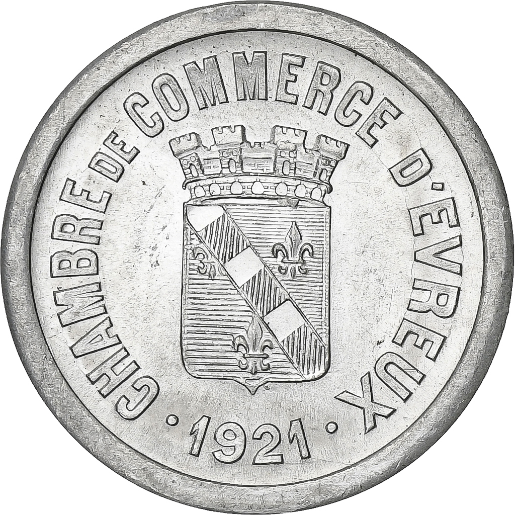 France, Chambre de commerce d'Evreux, 10 Centimes, 1921, , Aluminium
