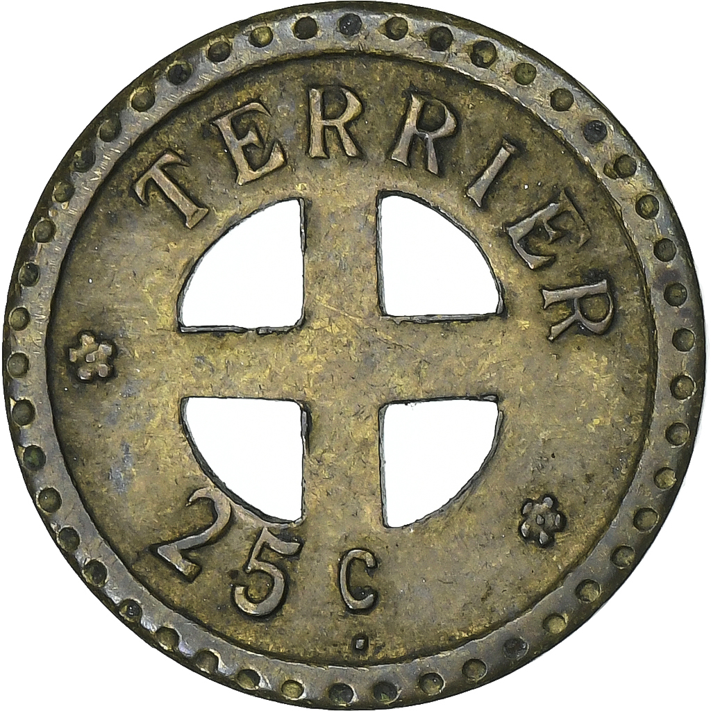 France, Terrier, 25 Centimes, , Brass
