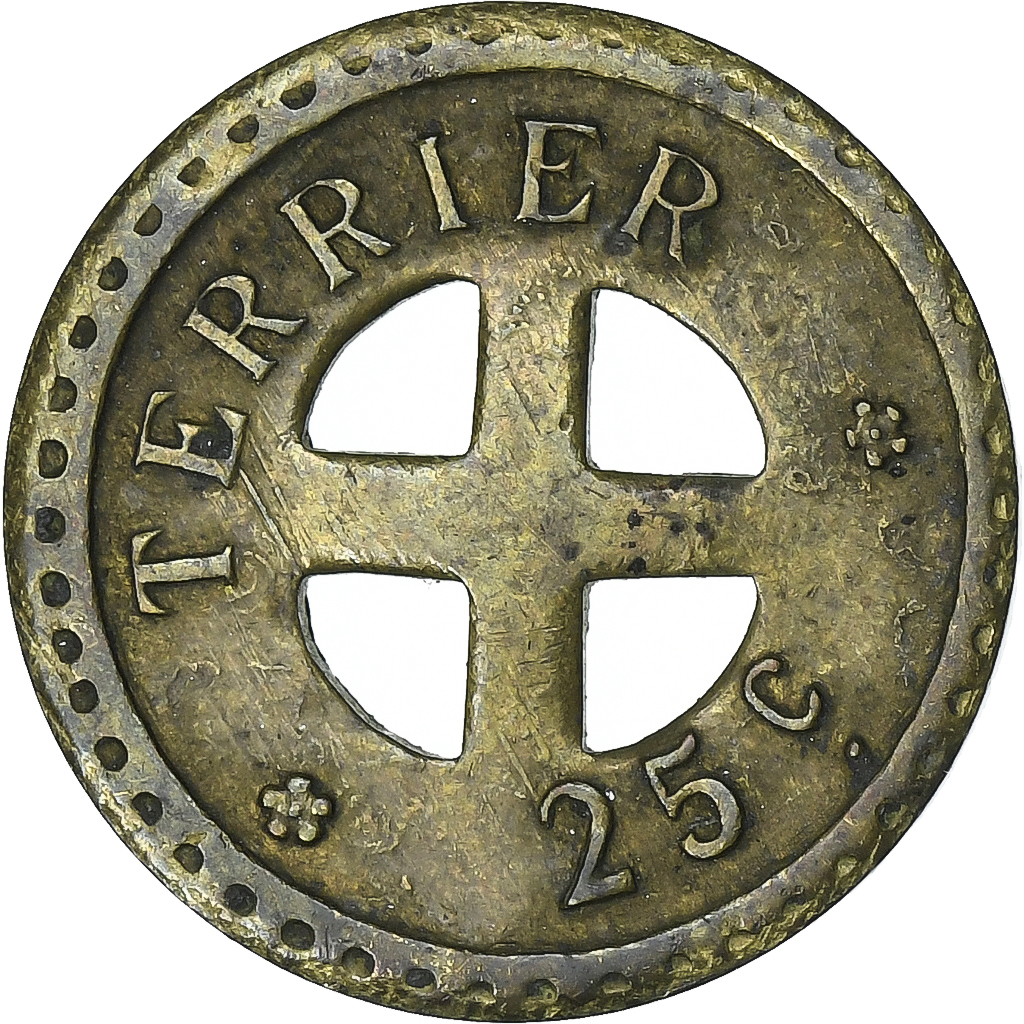 France, Terrier, 25 Centimes, , Brass