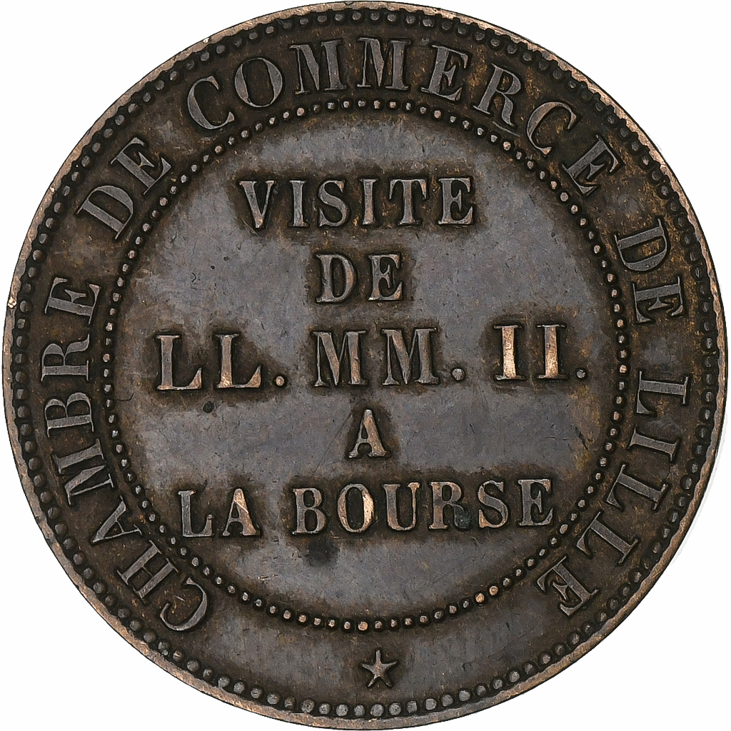 France, Token, Visite de Napoléon III à Lille, 1853, Bronze, 