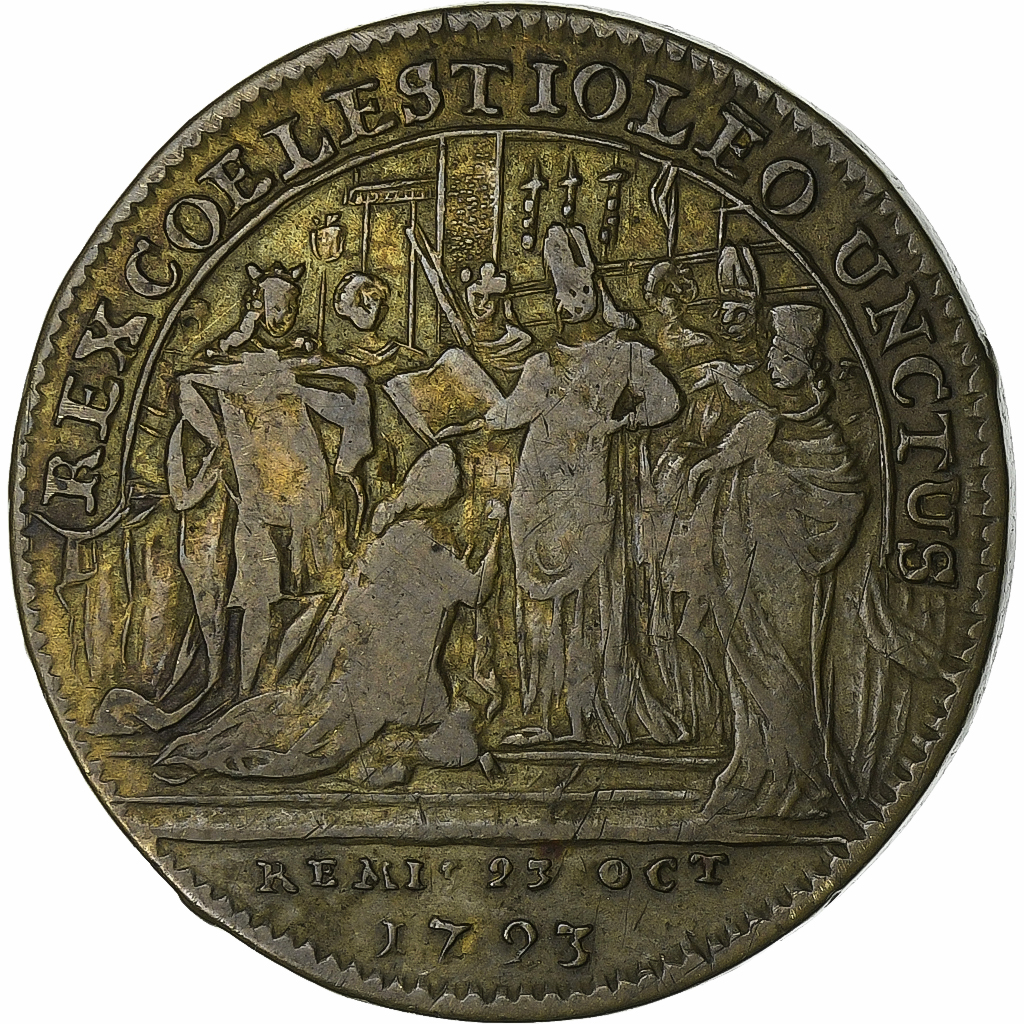 France, Token, Sacre de Louis XV à Reims, 1723, Brass, , Feuardent:7894