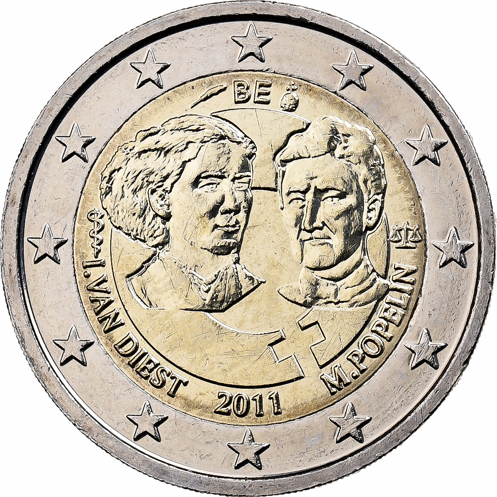 Belgien, 2 Euro, Women's Day, 2011, UNZ, Bi-Metallic, KM:308
