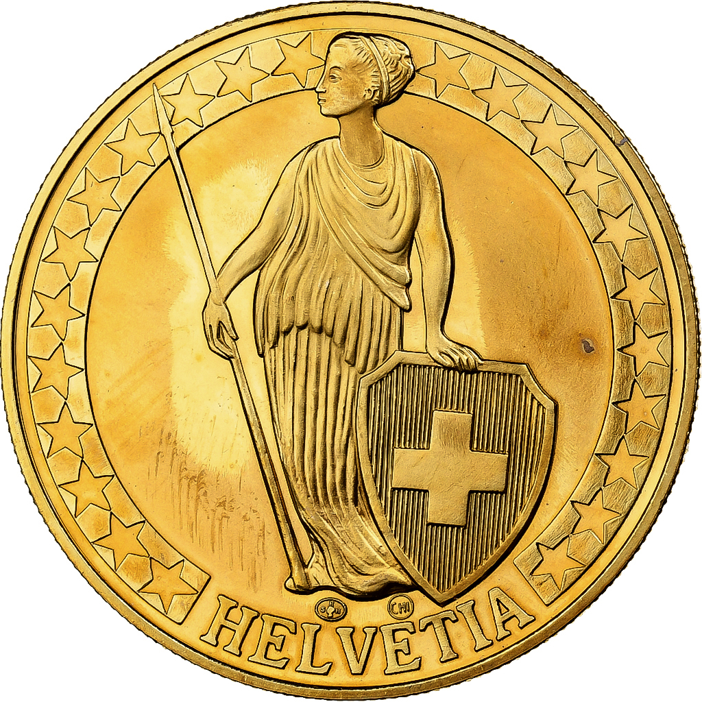 Switzerland, Medal, Il Lago di Lugano, I Laghi Svizzeri, Copper-Nickel Gilt