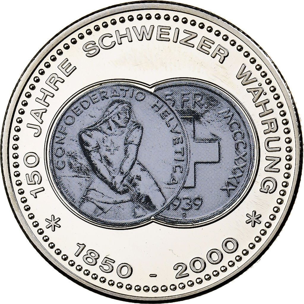 Switzerland, Medal, 150 Ans de la Monnaie Suisse, 5 FRANCS, 2000, Copper-nickel