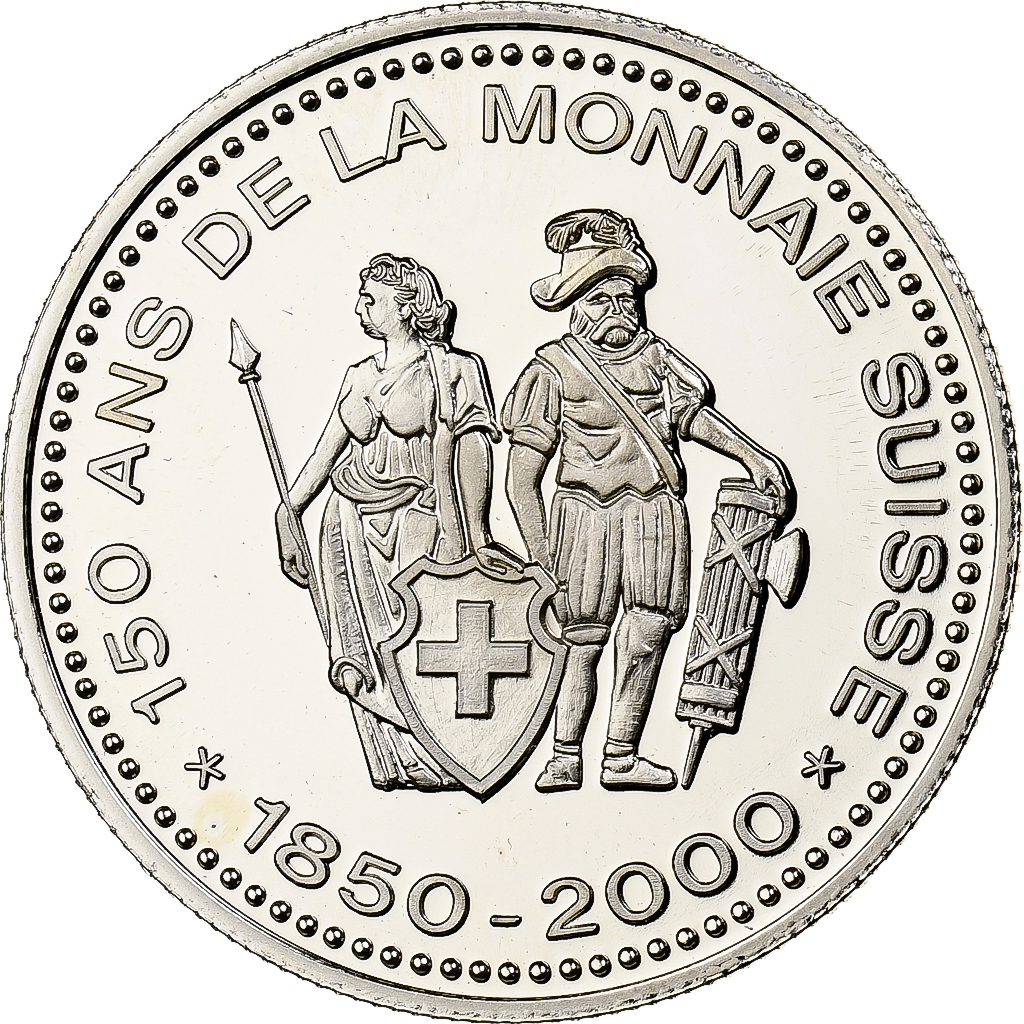 Switzerland, Medal, 150 Ans de la Monnaie Suisse, 5 FRANCS, 2000, Copper-nickel