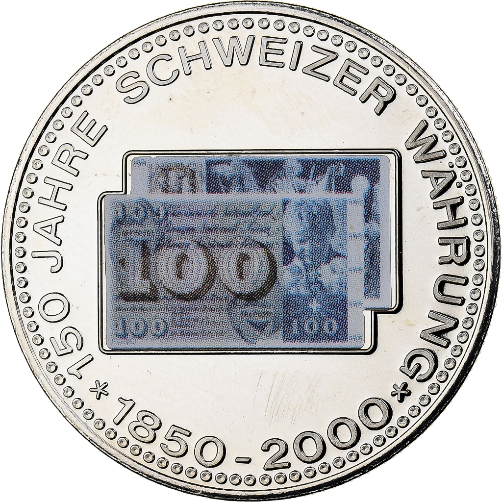 Switzerland, Medal, 150 Ans de la Monnaie Suisse, 100 FRANCS, 2000