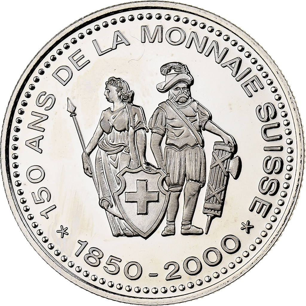 Switzerland, Medal, 150 Ans de la Monnaie Suisse, 100 FRANCS, 2000