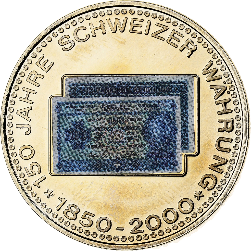 Switzerland, Medal, 150 Ans de la Monnaie Suisse, 100 FRANCS, 2000