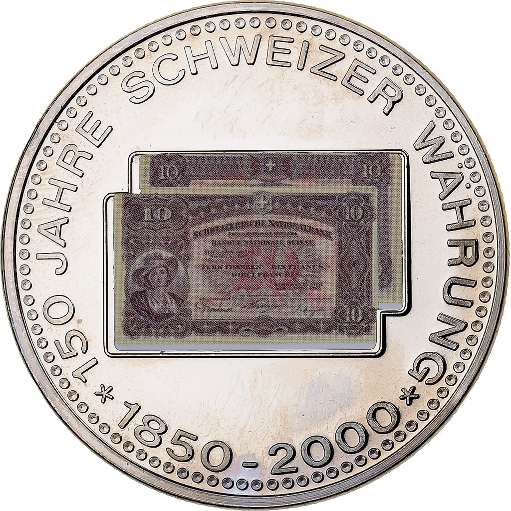 Switzerland, Medal, 150 Ans de la Monnaie Suisse, 10 FRANCS, 2000