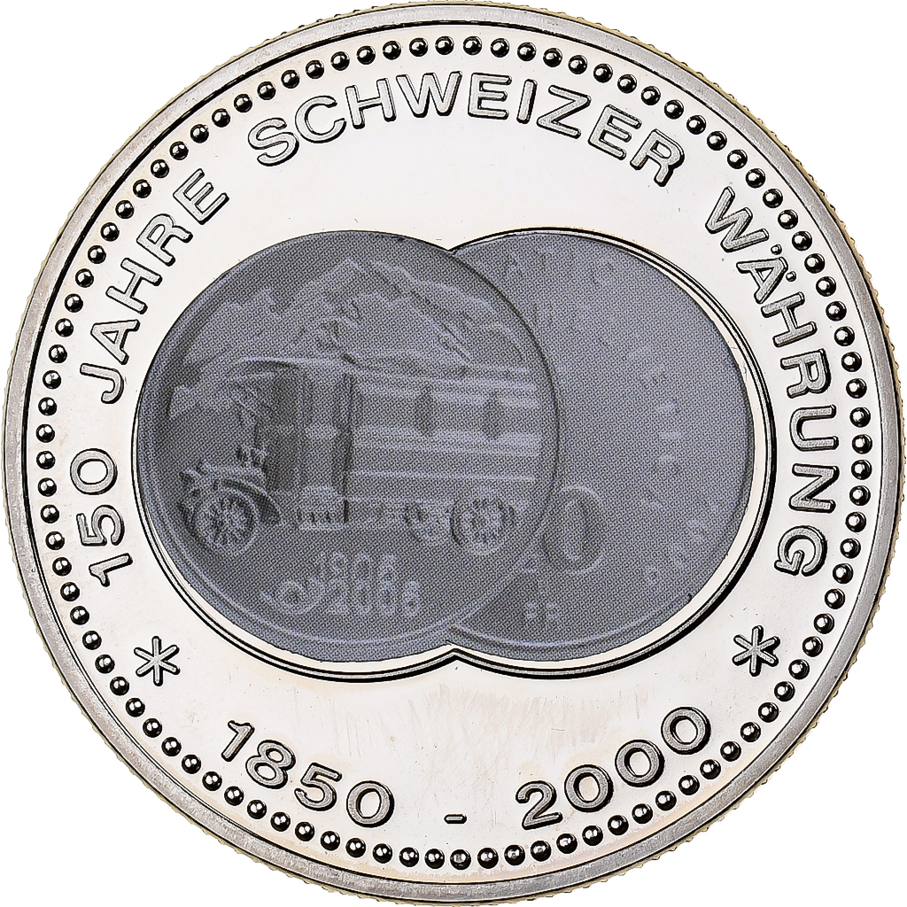 Switzerland, Medal, 150 Ans de la Monnaie Suisse, 20 FRANCS, 2000