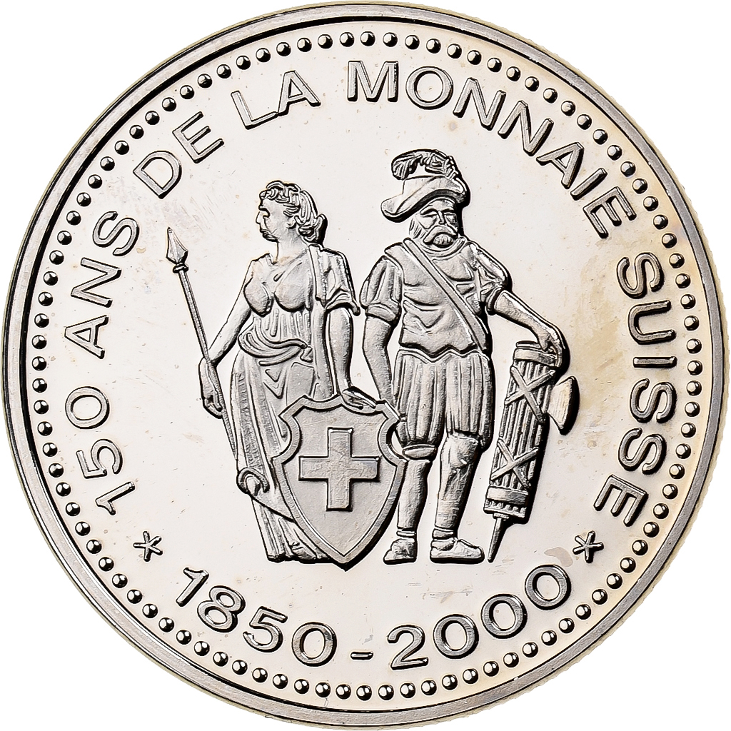 Switzerland, Medal, 150 Ans de la Monnaie Suisse, 20 FRANCS, 2000