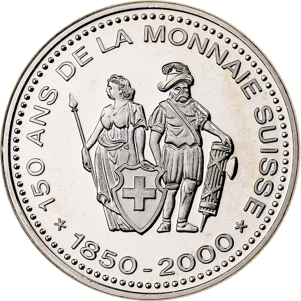 Switzerland, Medal, 150 Ans de la Monnaie Suisse, 5 FRANCS, 2000, Copper-nickel