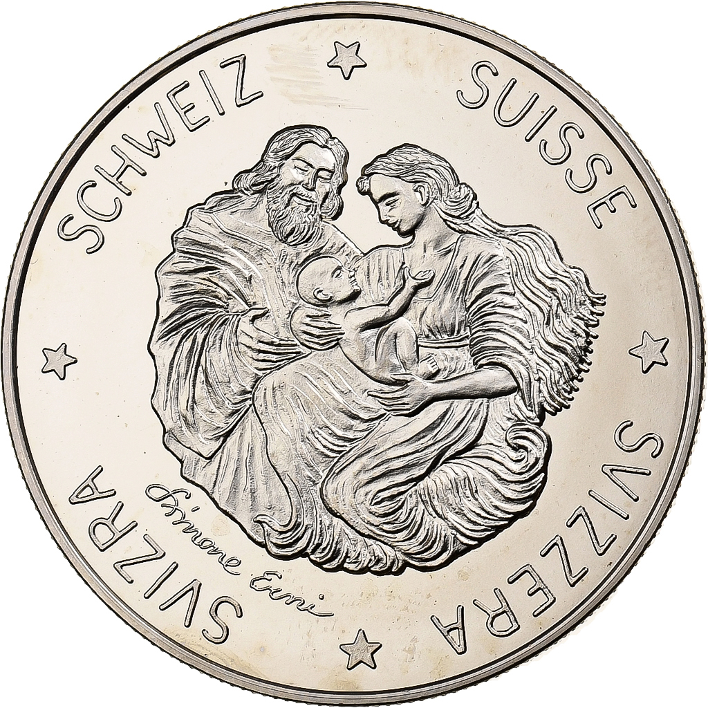 Switzerland, 5 Ecu, Weihnachten, 1995, Copper-nickel, 
