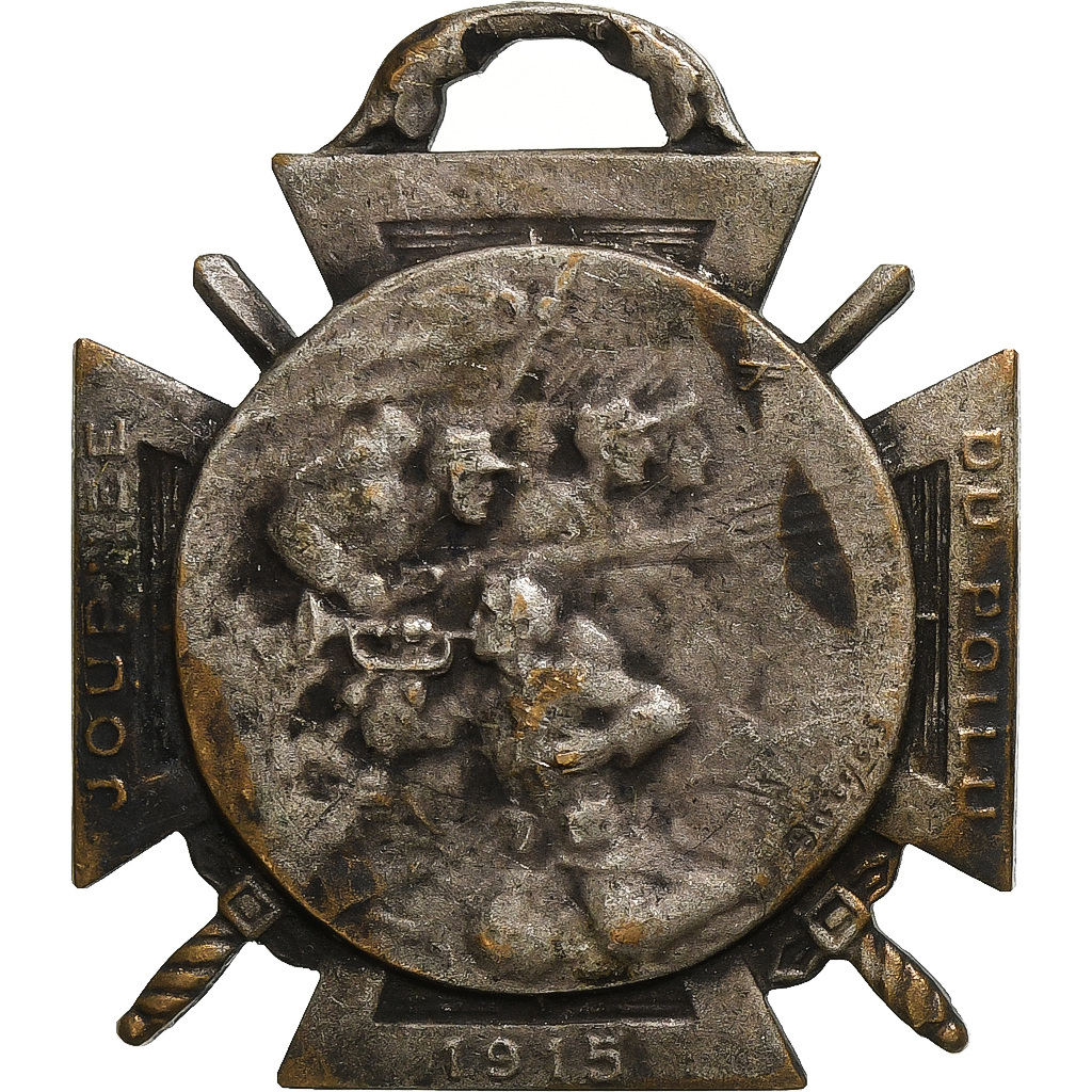 France, Journée du poilu, WAR, Medal, 1915, Very Good Quality, Silvered bronze