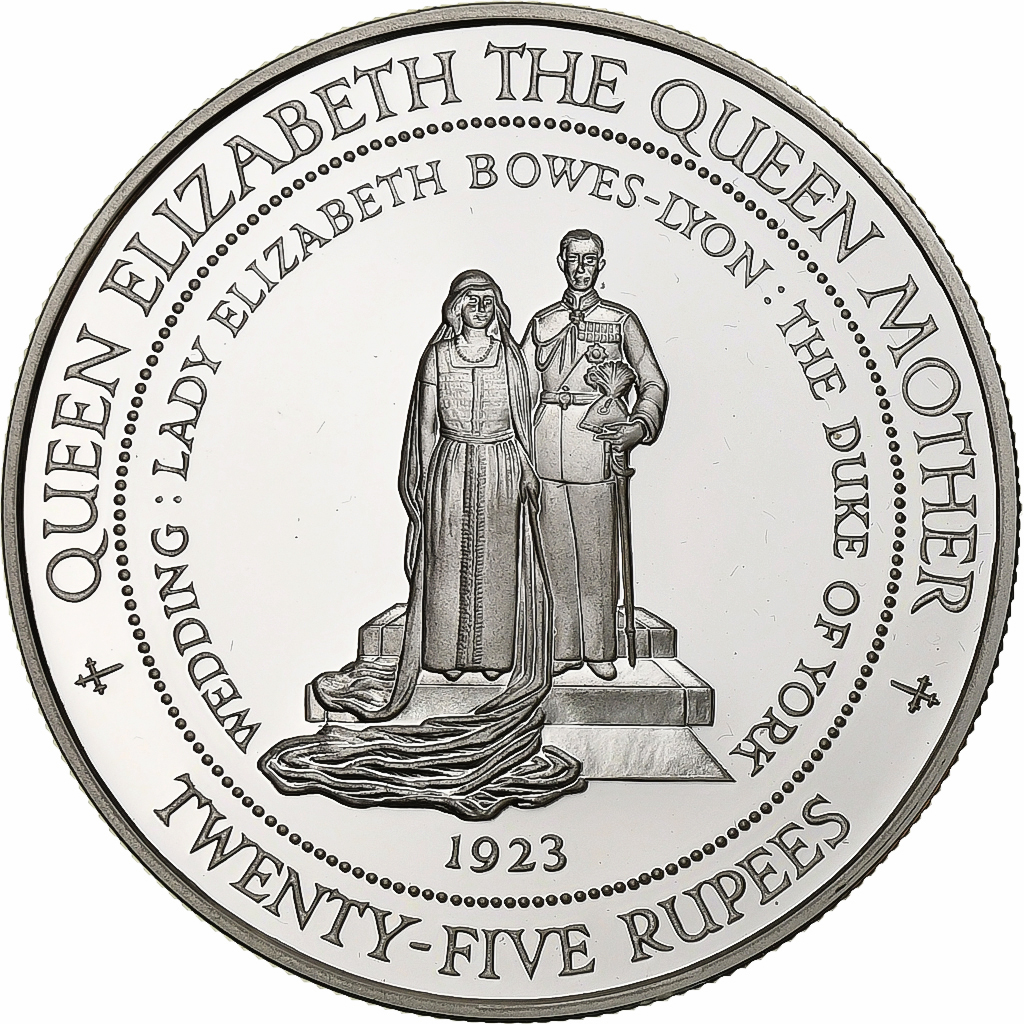 Seychelles, 25 Rupees, Queen Mother, 1994, BE, Silver, , KM:79