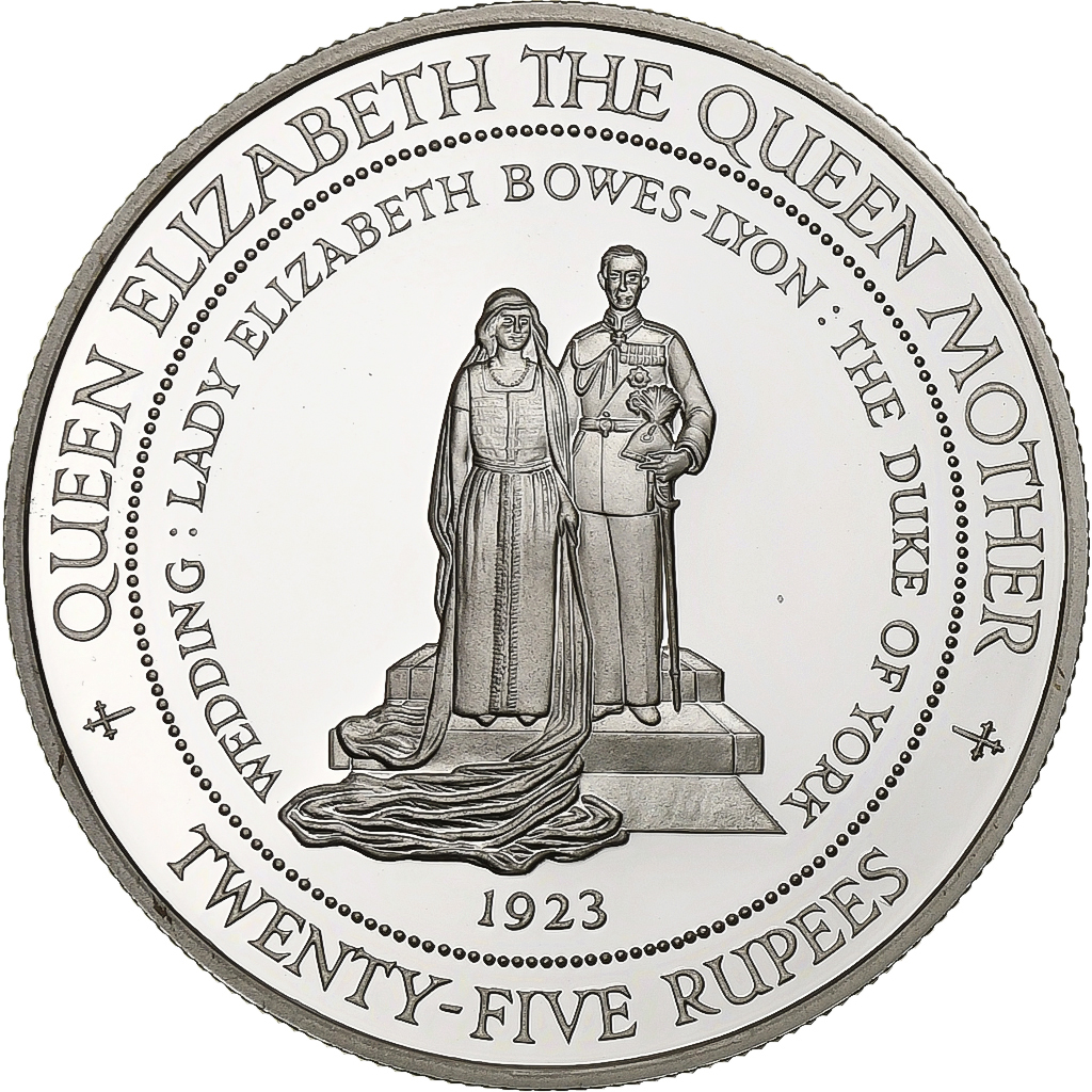 Seychelles, 25 Rupees, Queen Mother, 1994, BE, Silver, , KM:79