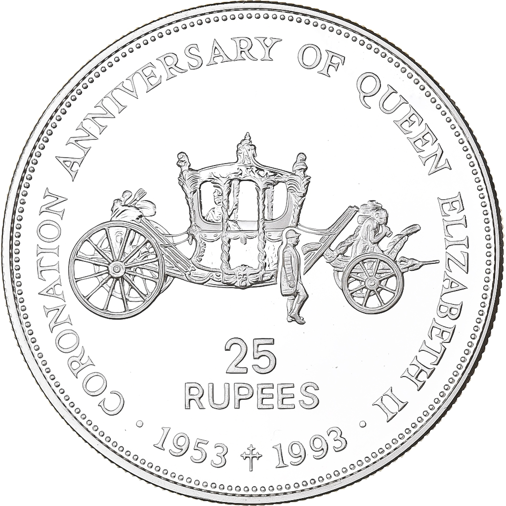 Seychelles, 25 Rupees, Queen Mother, 1993, BE, Silver, 
