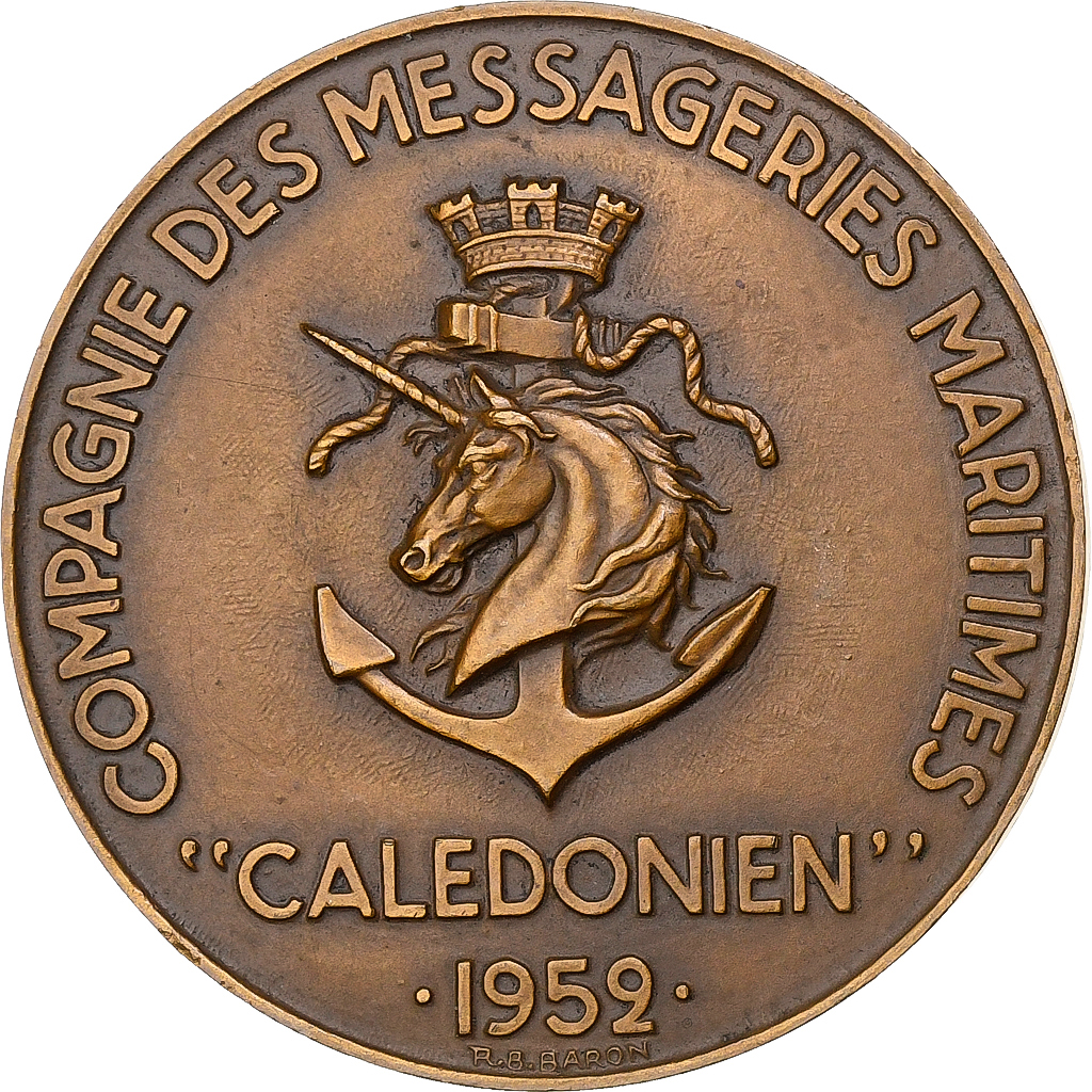 France, Medal, Compagnie des messageries maritimes Calédonien, 1952, Bronze