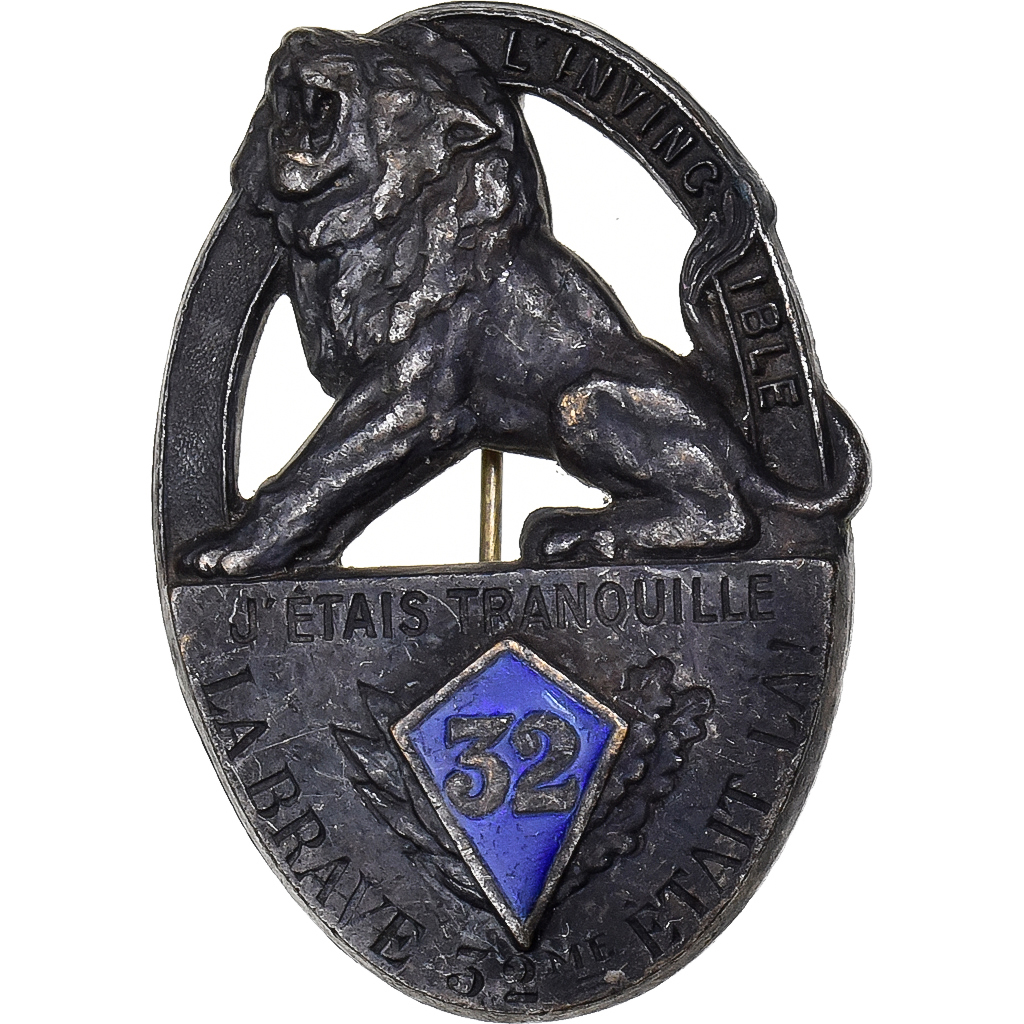 France, Broche, 32ème d'Infanterie, Métal, 