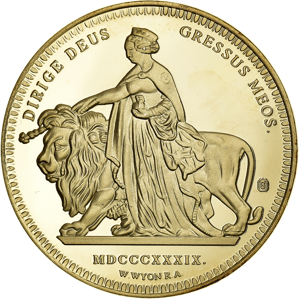 United Kingdom, Medal, 5 Pounds Una et le Lion, Copper Gilt, COPY, 