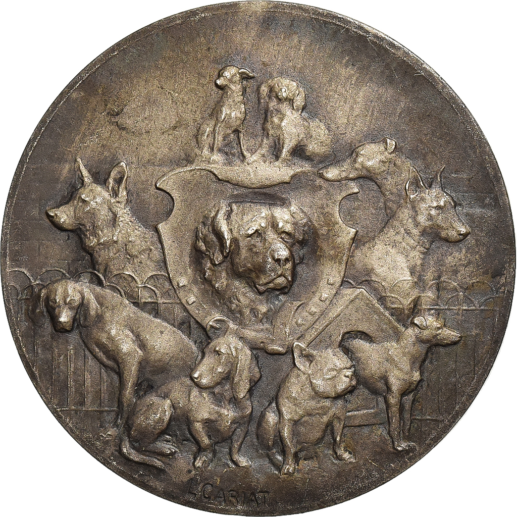 France, Medal, Chiens, Société Canine, Silvered bronze, Cariat, 