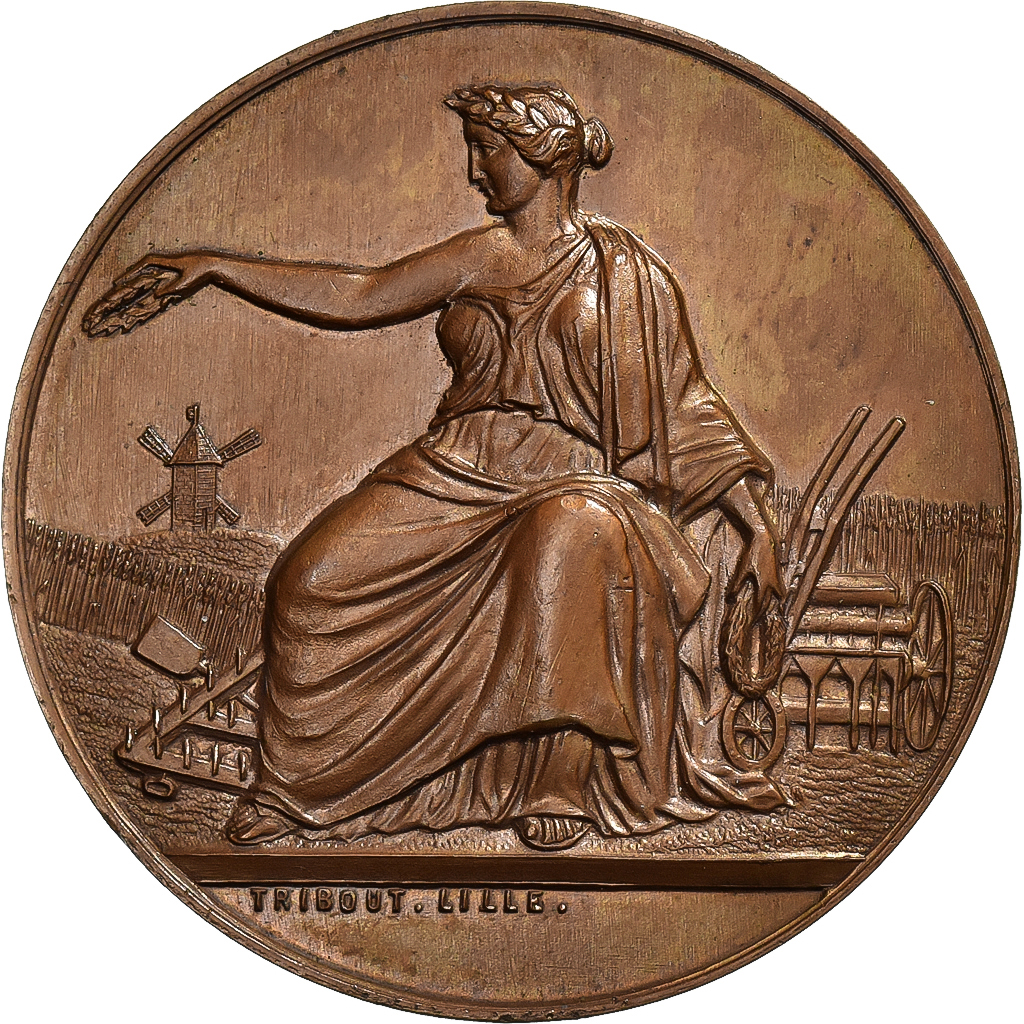 France, Medal, Comice agricole de Lille, 1853, Copper, Lecomte, 
