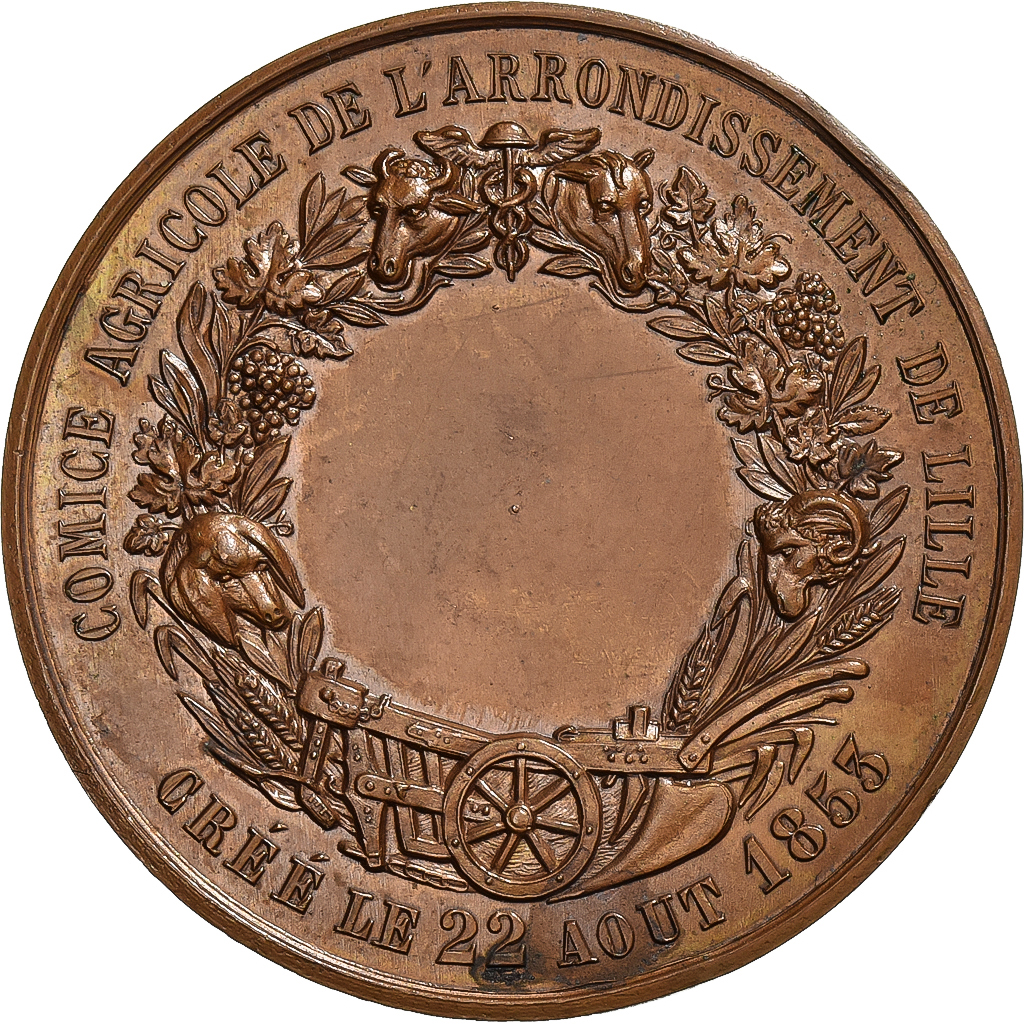 France, Medal, Comice agricole de Lille, 1853, Copper, Lecomte, 