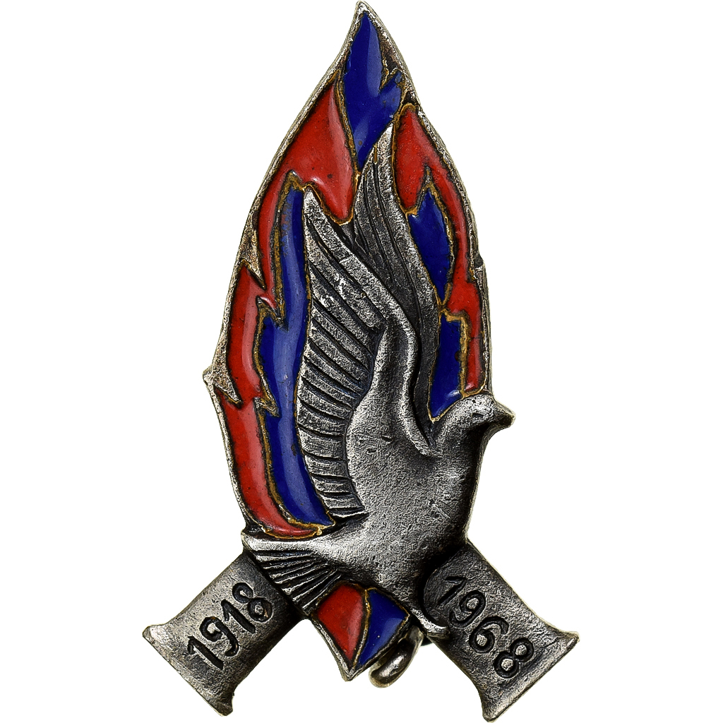France, Broche, Cinquantenaire de l'armistice de 1918, 1968, Métal, 
