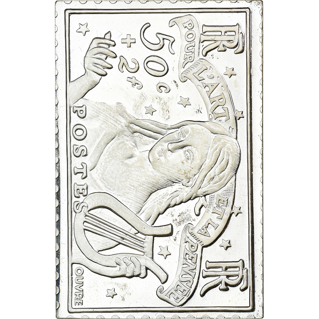 France, Medal, Timbre, Pour l'Art et la Pensée, 50 Centimes + 2 Francs, 1983