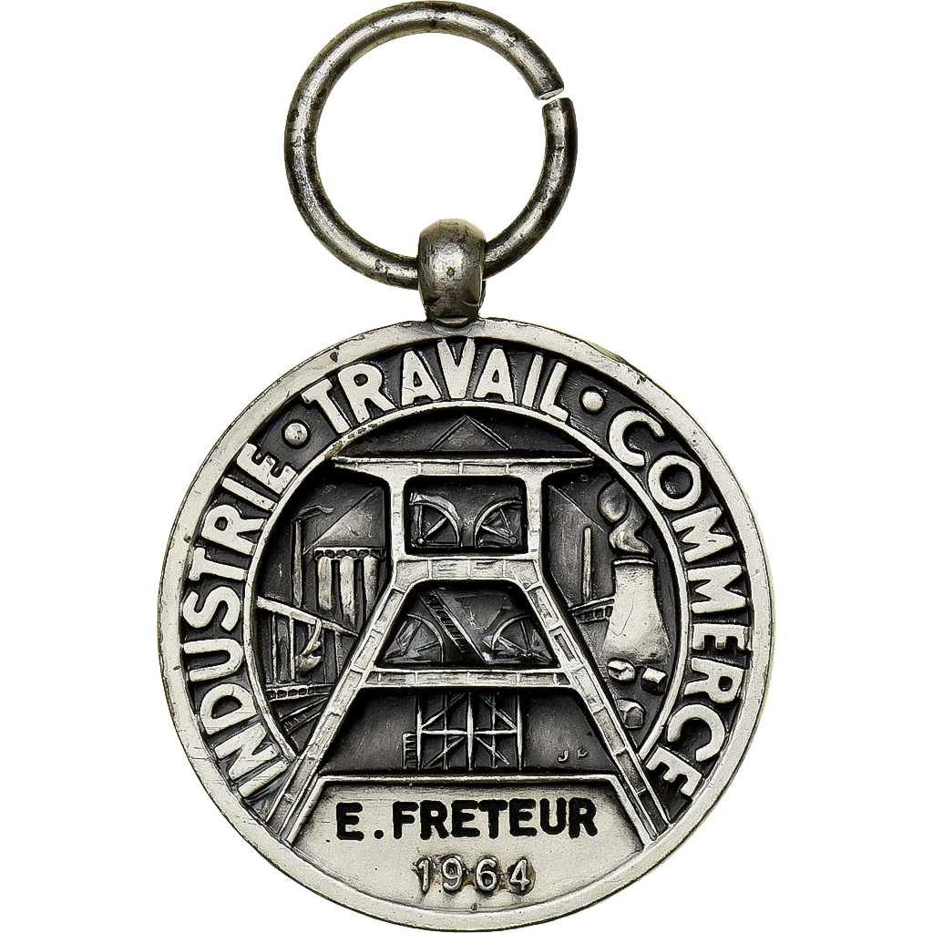 France, Industrie-Travail-Commerce, Medal, 1964, Very Good Quality, Silvered