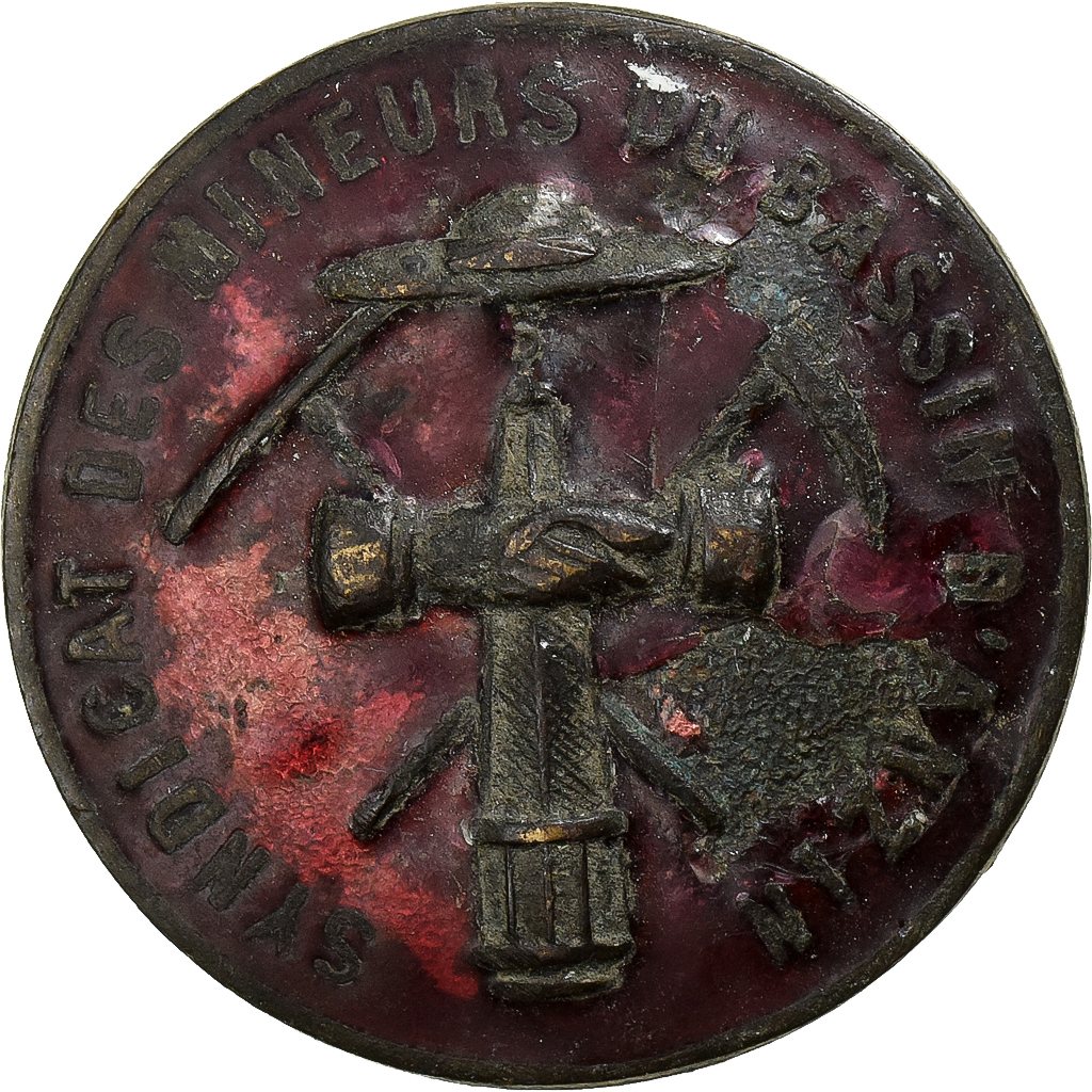 France, Boutonnière, Syndicat des Mineurs du Bassin d'Anzin, Brass, 