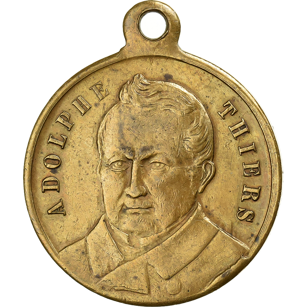 France, Medal, Adolphe Thiers, Président de la République, 1877, Brass