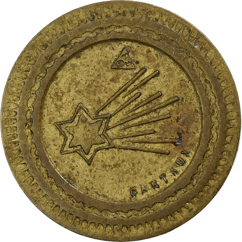France, A Consommer, E.M, 20 Centimes, , Brass