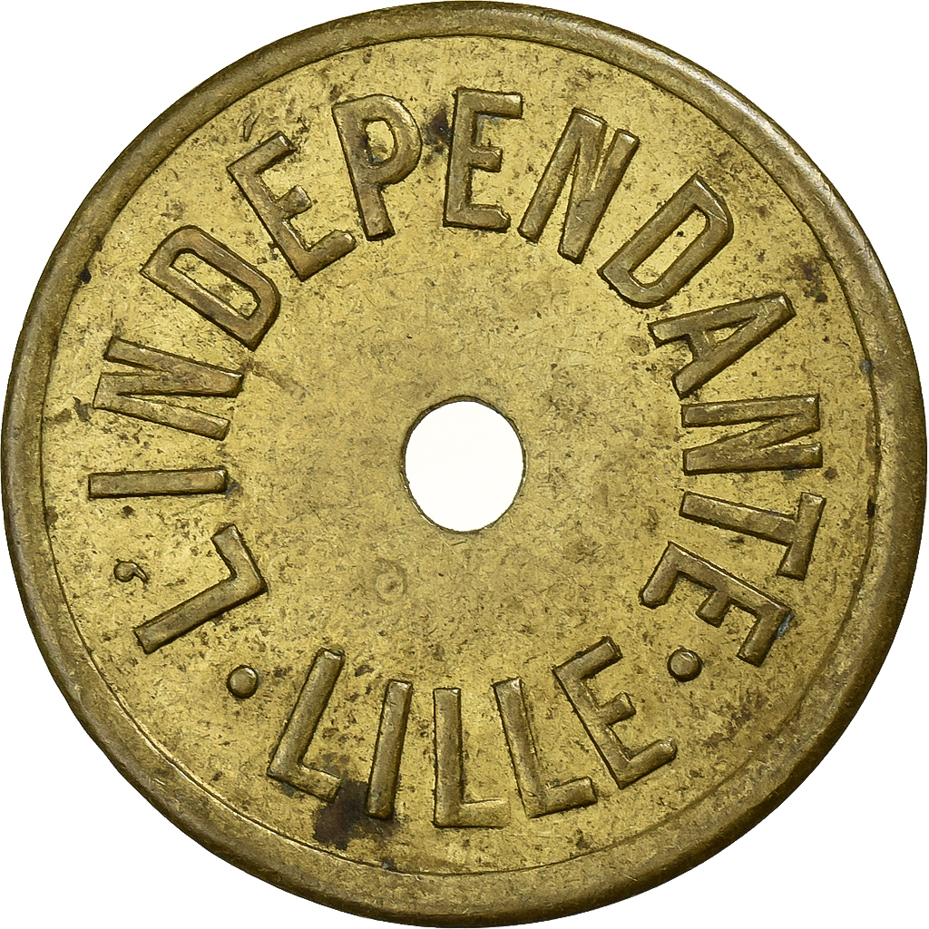 France, L'Indépendante, Lille, 10 Centimes, , Brass
