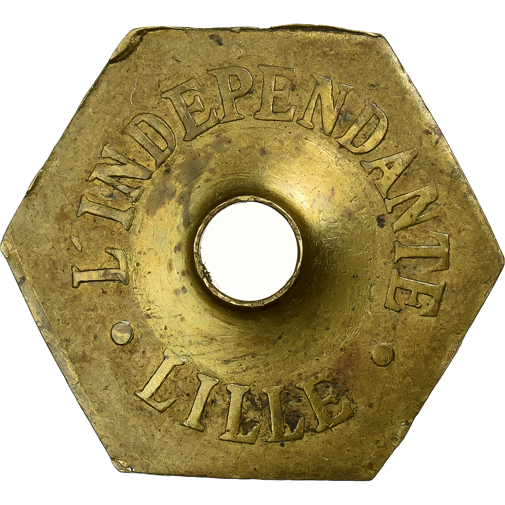 France, L'Indépendante, Lille, 1 Jeton et Demi, , Brass