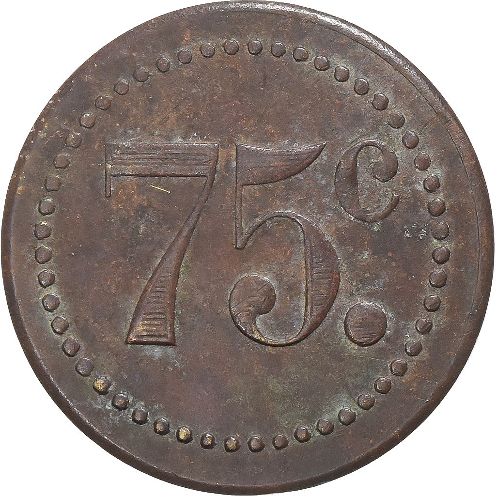 France, E.S, 75 Centimes, , Copper