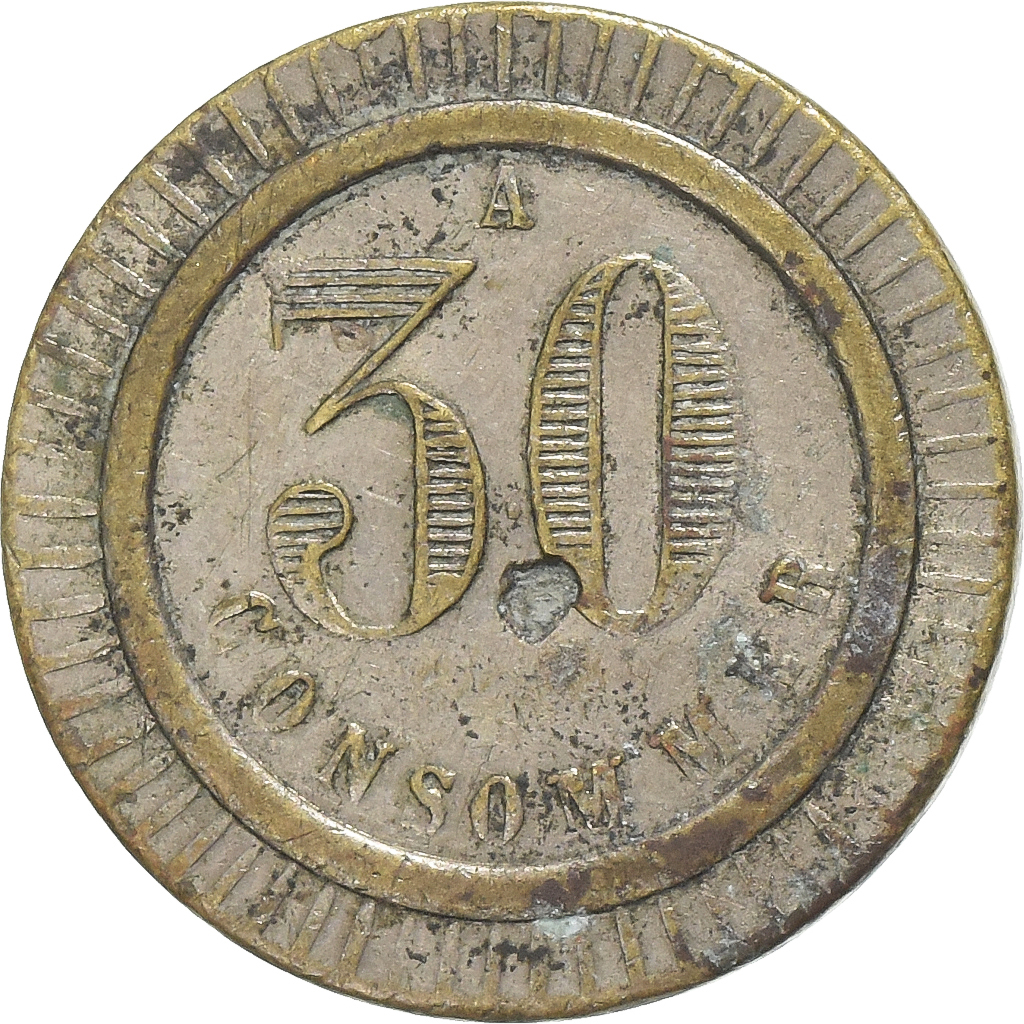 France, A Consommer, 30 Centimes, , Brass