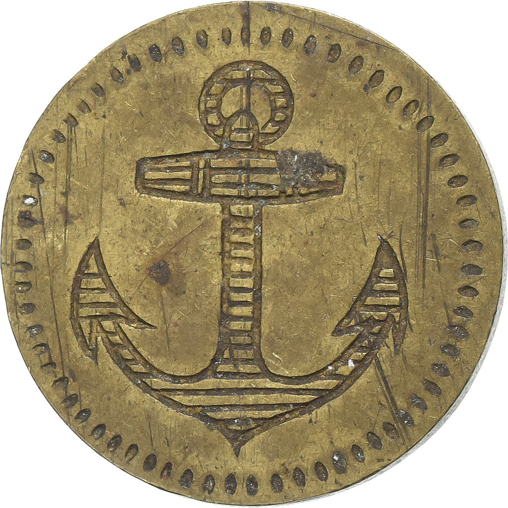 France, A Consommer, 50 Centimes, ancre, , Brass