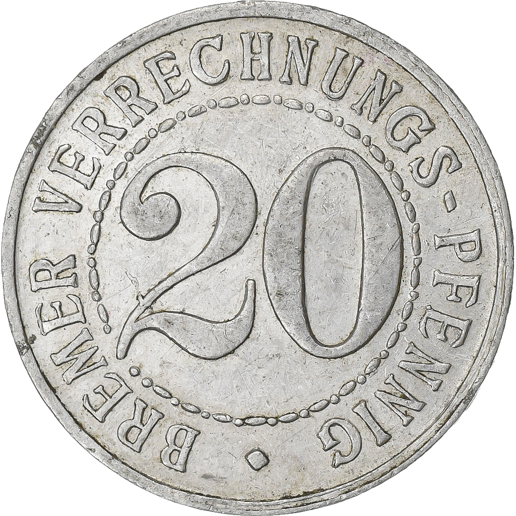 Germany, Freie Hansestadt, Bremen, 20 Pfennig, , Aluminum